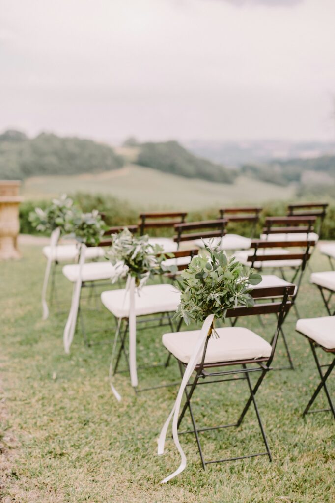 wedding decoration chairs in rustic green style