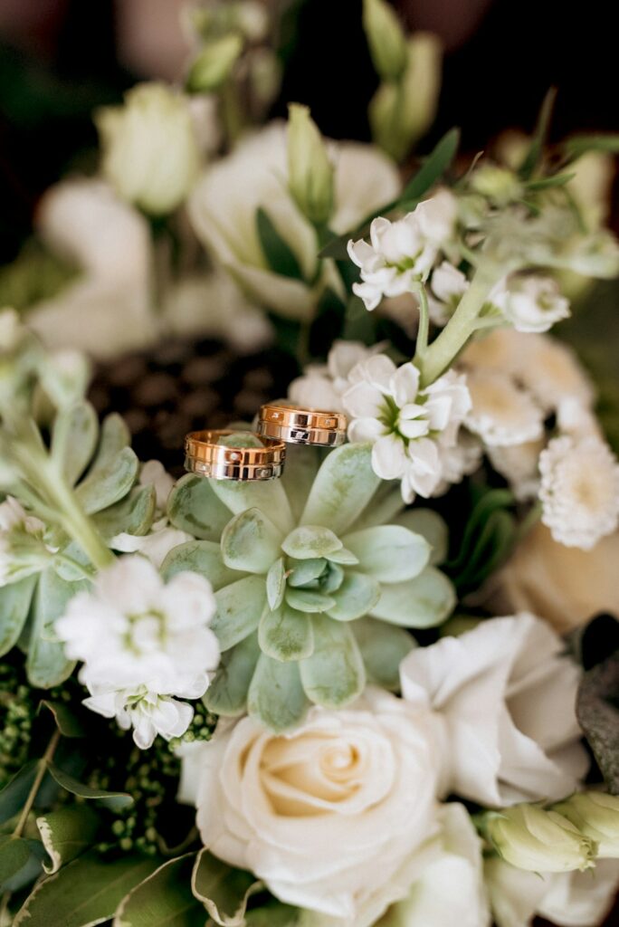wedding rings with a wedding decor
